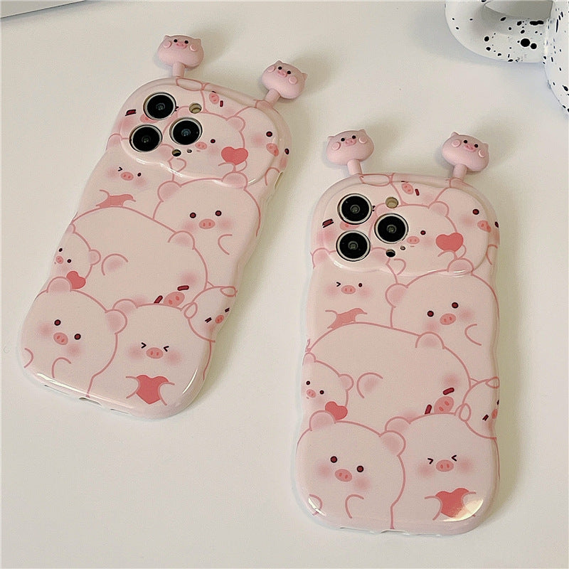 Accessories Pink cute piggy shaking doll for iphone14promax iPhone 13 case 11 new 14pr