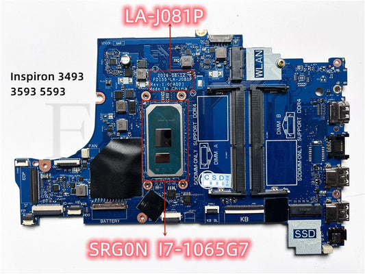 (Shipping fee not include)全新DelL motherboard  system board 3793 5593 CN-004C38 SRG0N  I7-1065G7 LA-J081P