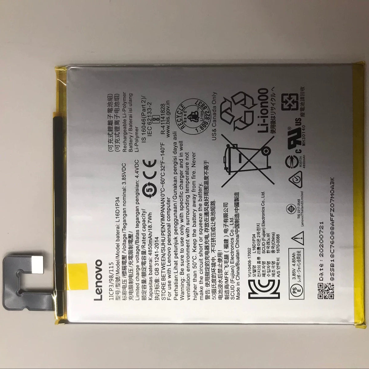 For Lenovo TAB4 8Plus 8704X L16D1P34 Tablet battery Lenovo Tablet repair parts
