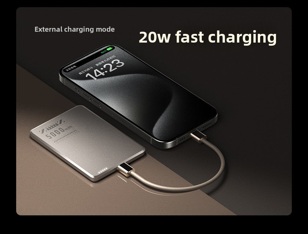 Ultra-thin Magsafe magnetic wireless power bank 5000mAh PD20W fast charging aluminum alloy compact mobile power supply