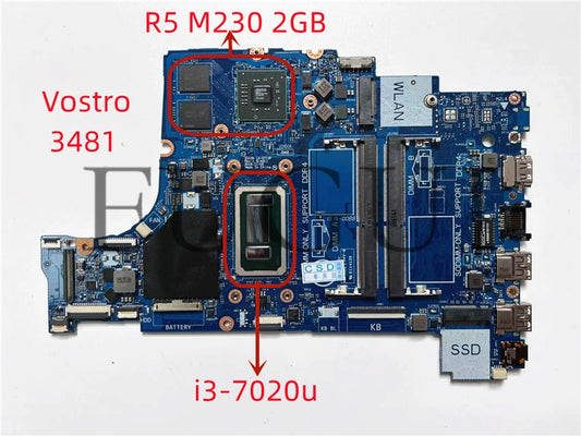 (Shipping fee not include)全新Dellmotherboard system board 3581 3584 CN-0W33DN I3-7020U R5M230 2GB LA-G713P