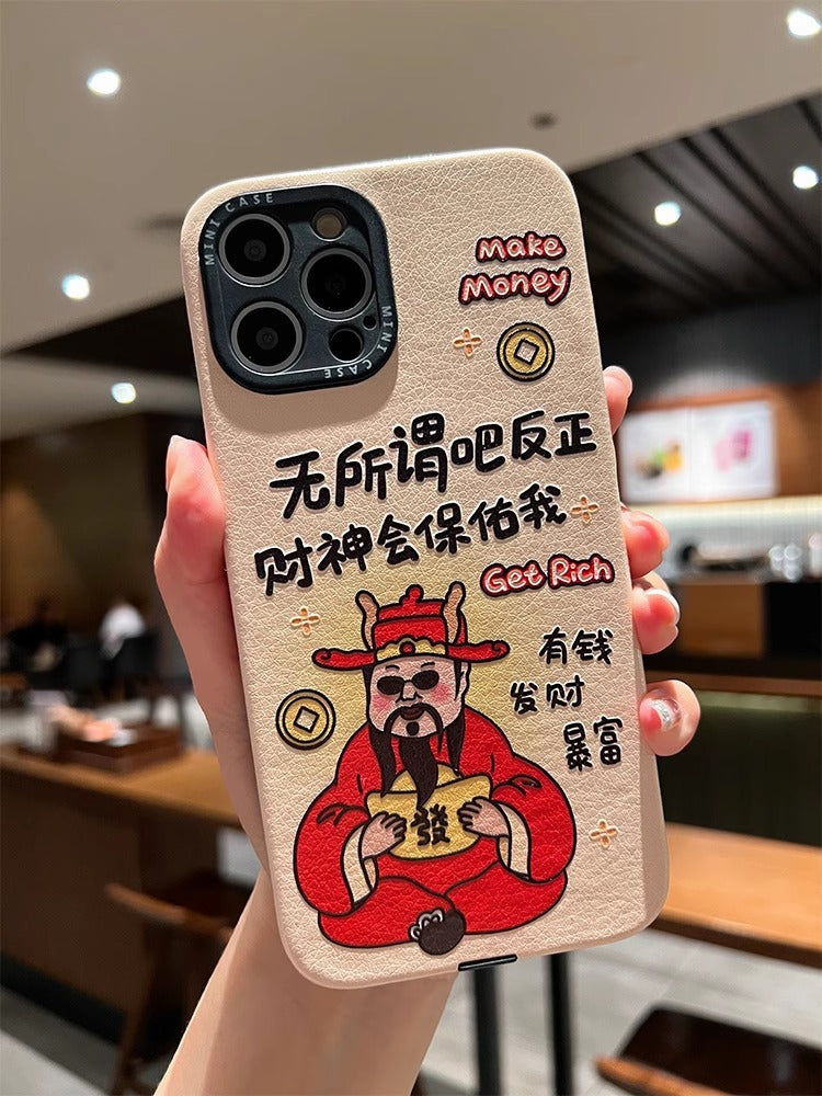 Accessories for Apple 15 mobile phone case iPhone14promax Geely God of Wealth Bless 13 Pro Chinese style creative text