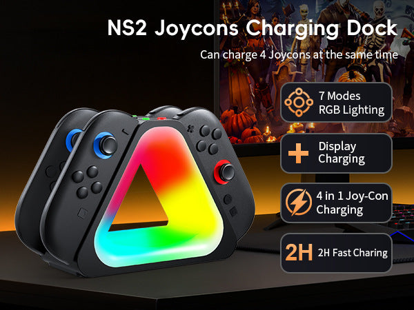 New SWITCH2 colorful seat charger NS2 joy-con four-in-one fast charging triangular charging base