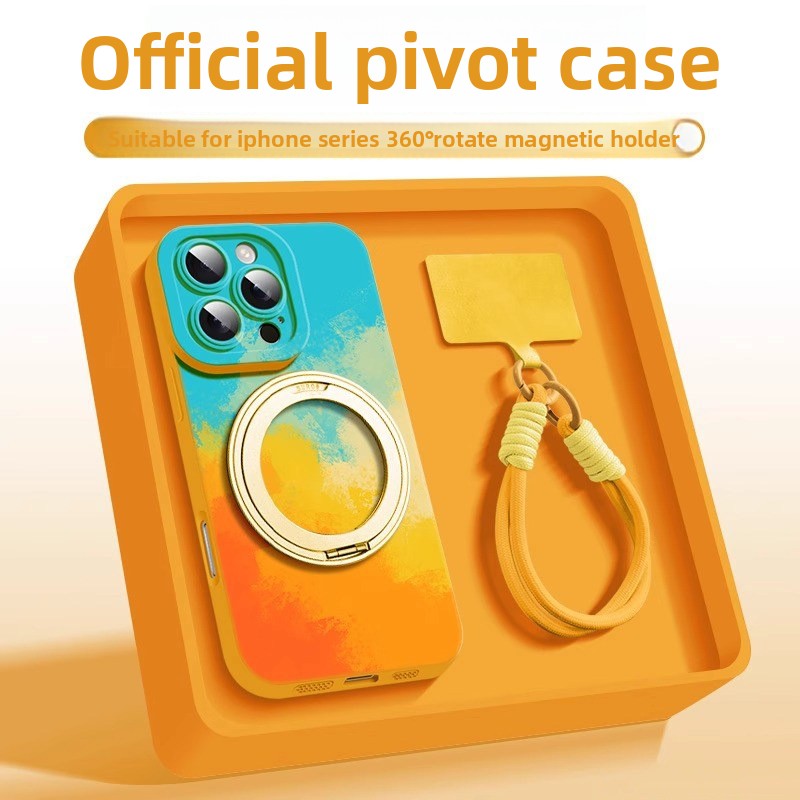 For iPhone 16promax mobile phone case iphone15 liquid silicone 360 ° magnetic suction bracket ultra-thin protective case anti-drop plus all-inclusive matte MagSafe hard case Phone accessories