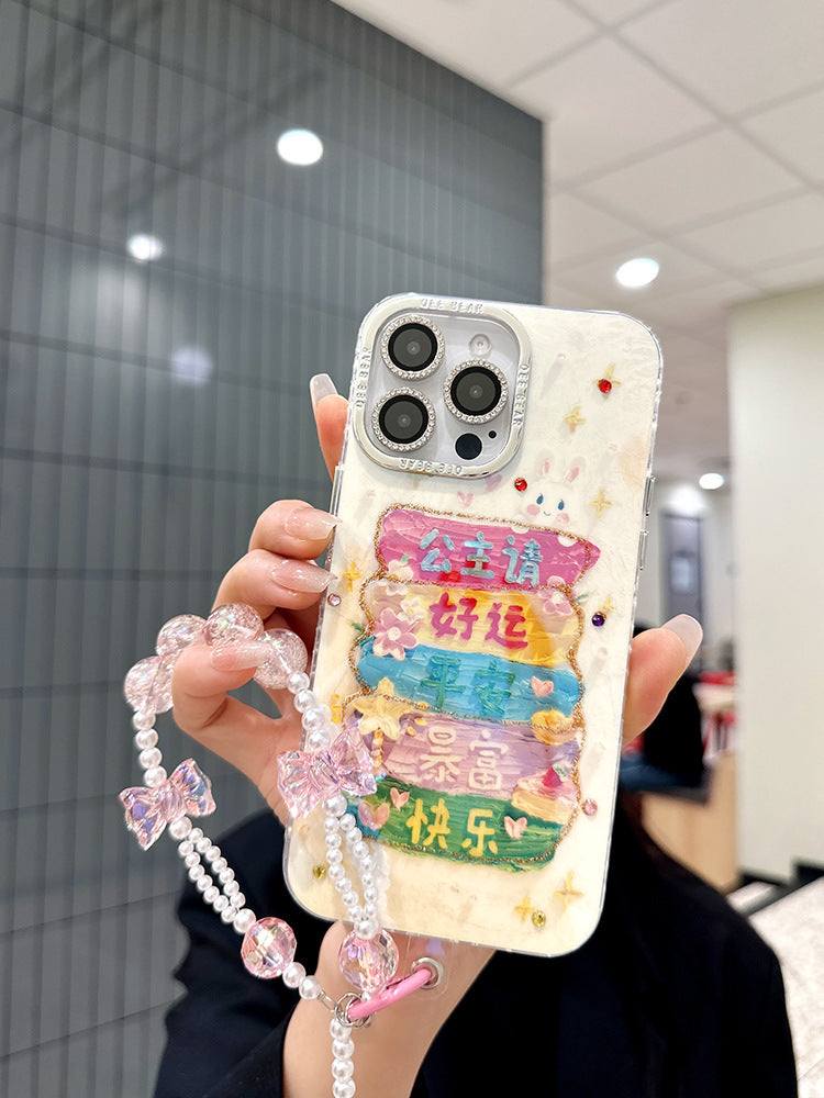 Accessories Princess please get rich Apply to Apple 15promax mobile phone case iPhone14 protective case 13 new cute