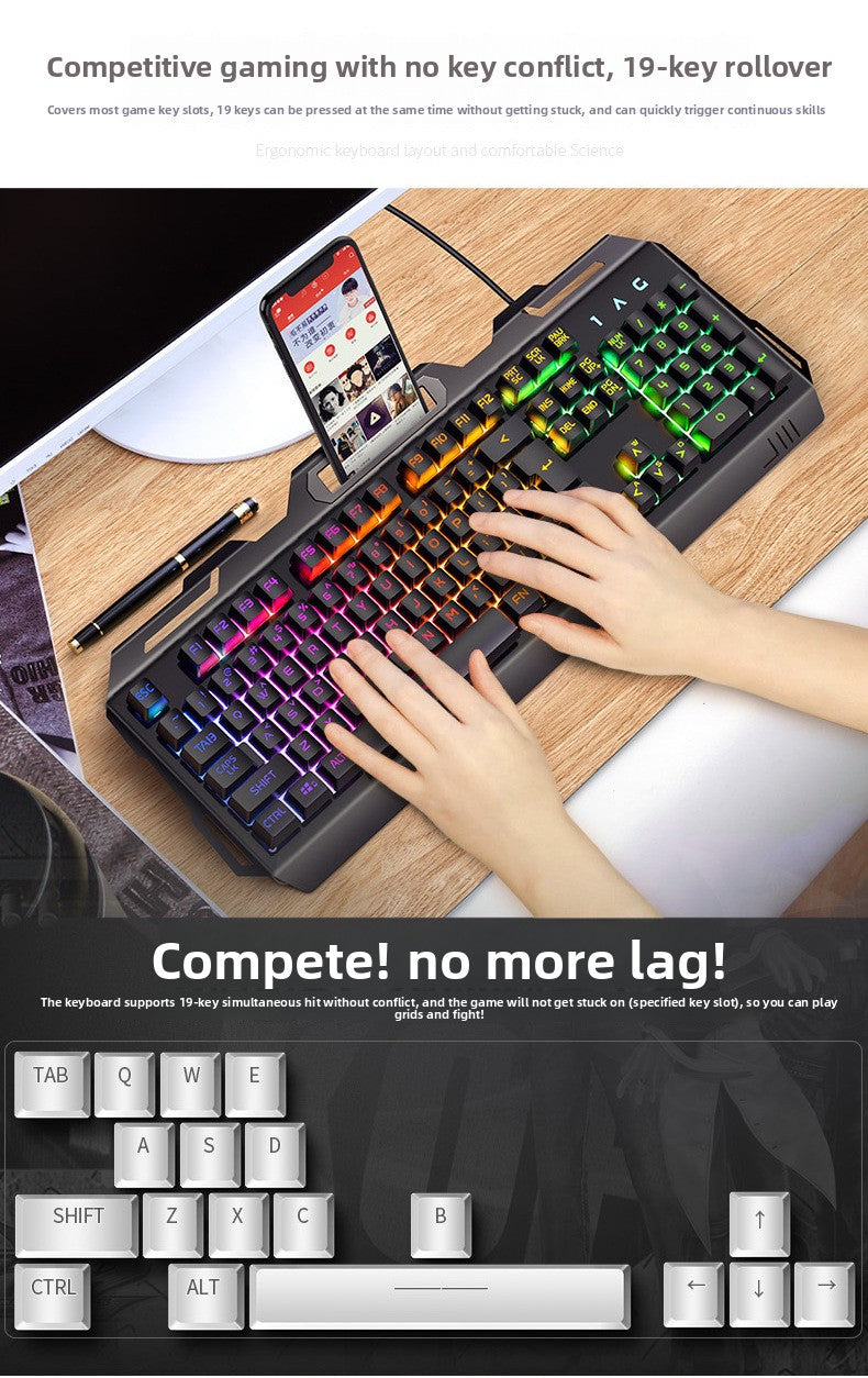 Silver engraving V2 mechanical feel knob gaming keyboard desktop computer notebook wired luminous e-sports
