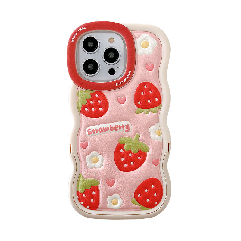 Accessories Summer ins Red Strawberry for iPhone14promax iPhone 13 Case 11 New 12 Bracket