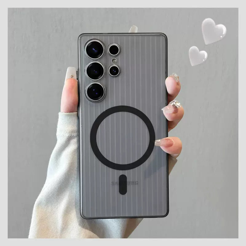 Geometric for samsung s26ultra mobile phone case corrugated magnetic suction s25 + protective case galaxy case s26 transparent matte samsung ultra-thin all-inclusive anti-drop premium women's Phone accessories