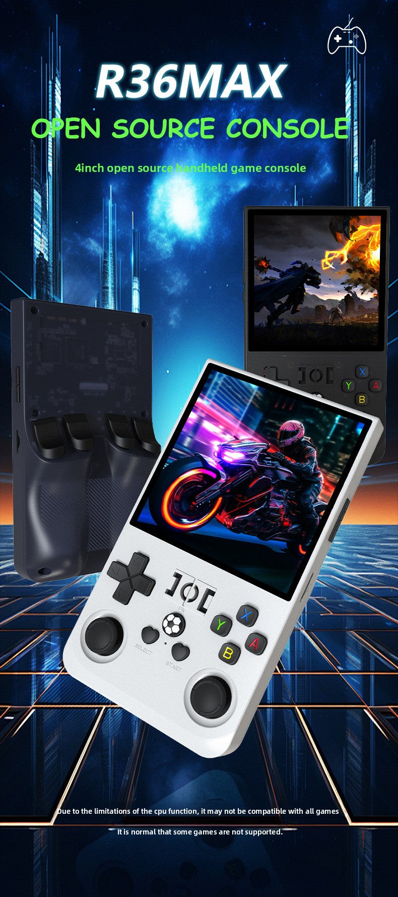 4"inch R36max IPS HD PSP Linux 4000mAh type C rechargable 2.4G Support wireless gamepad Ultra-Thin games Handheld Game Player consolepsp retro dual system
