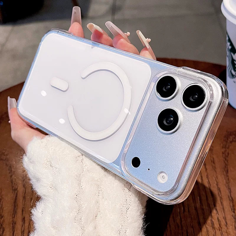 Frameless high magnetic permeability for iPhone 17promax mobile phone case New iPhone16magsafe strong magnetic adsorption Color magnetic attraction ring 15 Frameless transparent case Phone accessories