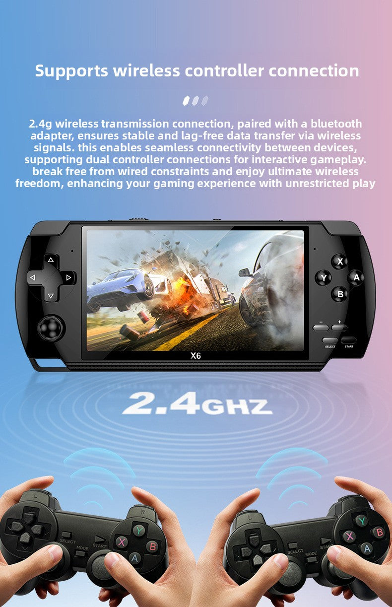 4.5" inch X6 IPS HD psp 1200mAh Type C rechargable 2.4G Support wireless gamepad games Handheld Game Player console GBA  NES