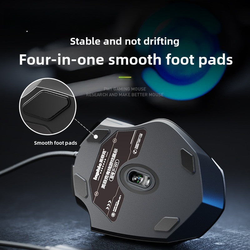 W1 silent wired mouse e-sports game mouse six-button business office luminous home