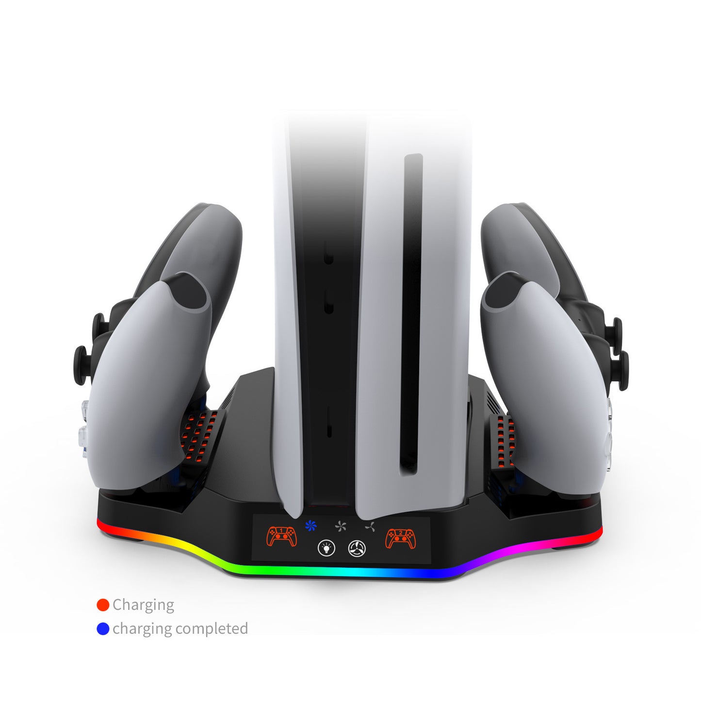 PS5slim game console cooling base with RGB colorful atmosphere light P5 gamepad seat charger TP5-3583