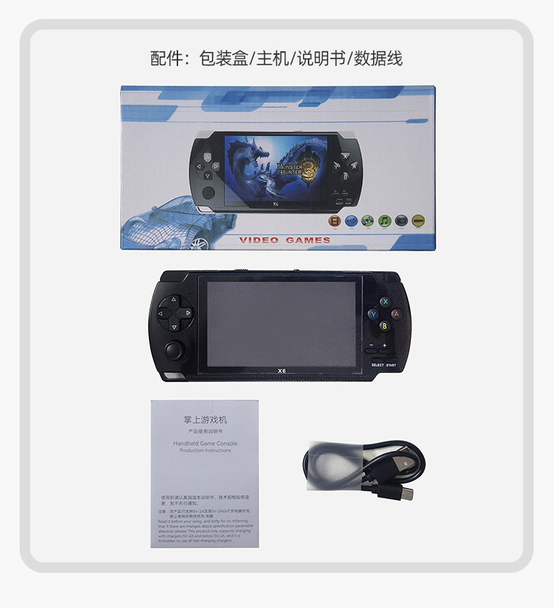 4.5" inch X6 IPS HD psp 1200mAh Type C rechargable 2.4G Support wireless gamepad games Handheld Game Player console GBA  NES