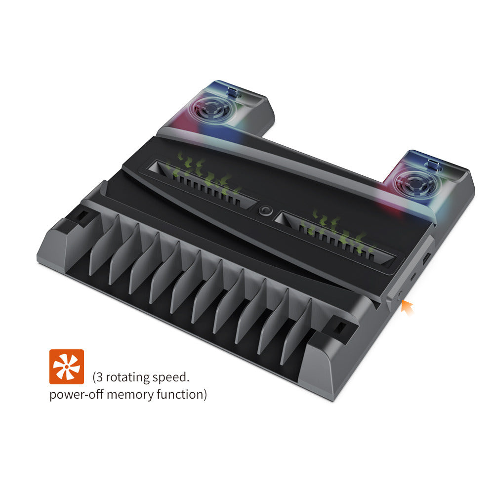 PS5 cooling fan bracket, seat charger PS5 host bracket, cooling base handle, double charging, all-in-one storage rack