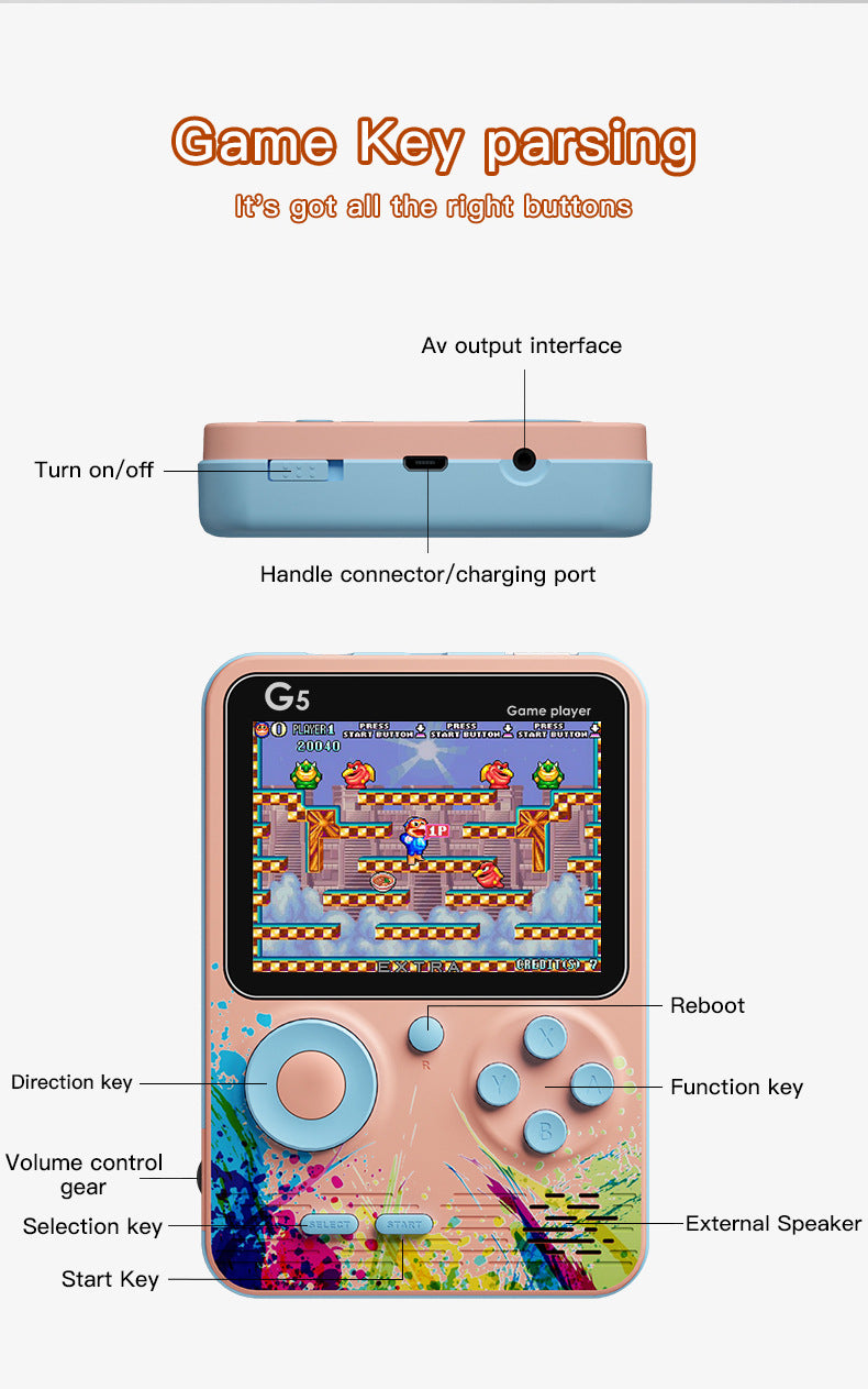 3" inch G5 500 IN 1 games Handheld Game Player console 500-in-1 classic doubles handheld game console