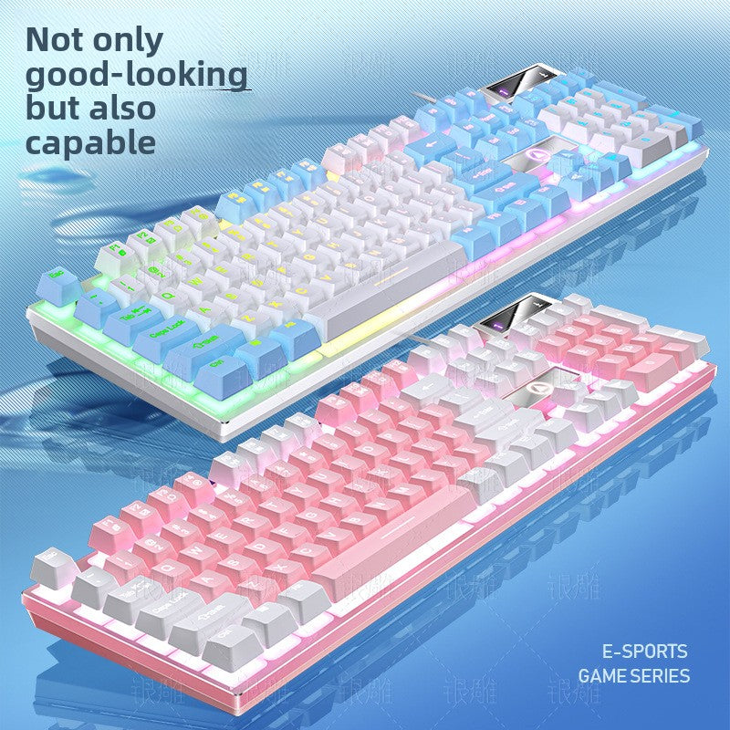 Silver Carving K500 game wired keyboard color matching luminous mechanical feel desktop computer accessories batch AliExpress