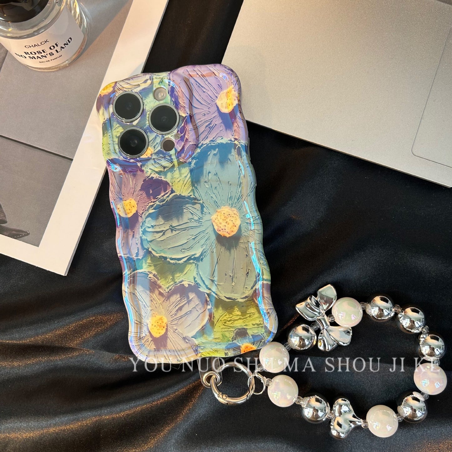 Accessories [Apple] iPhone15Pro Apple 14 anti-drop ins Blu-ray retro oil painting flower new female phone case