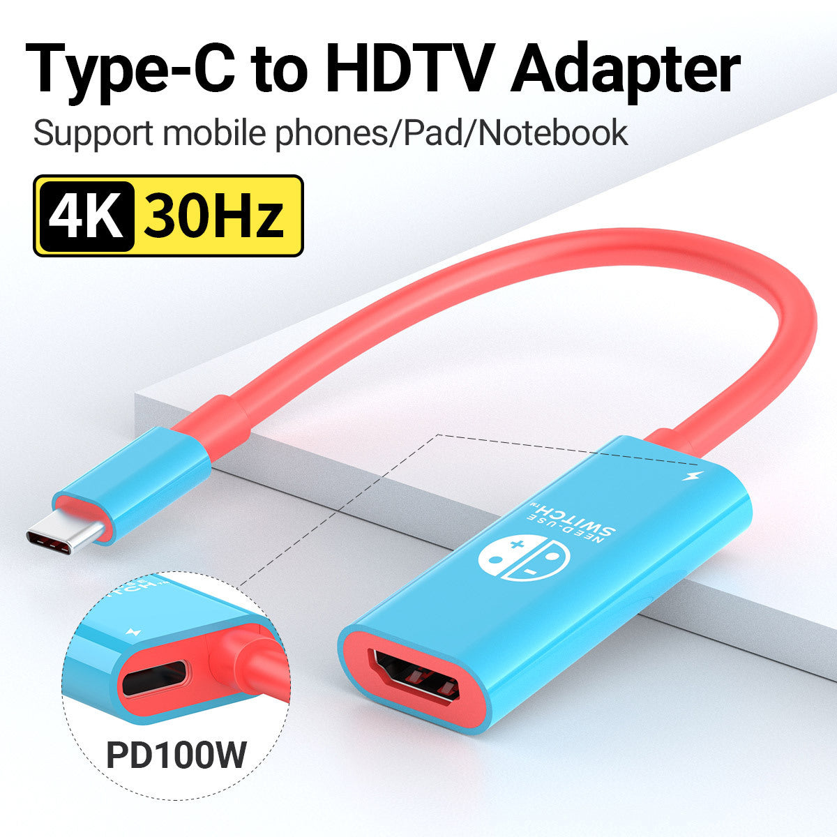 Switch converter type-c adapter cable mobile phone computer same screen cable 4k30hz video high definition screen cable