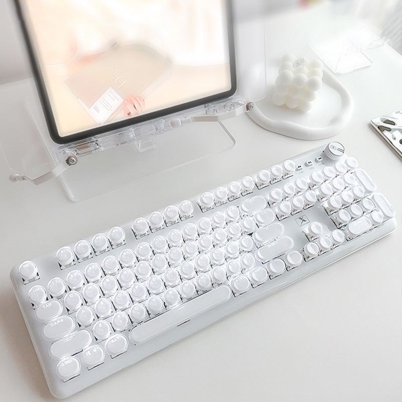 (Shipping fee not included) Forerunner Valentine's Day Crystal Ice Cube Mechanical Keyboard High Value Transparent Punk Wired Keyboard Office Game