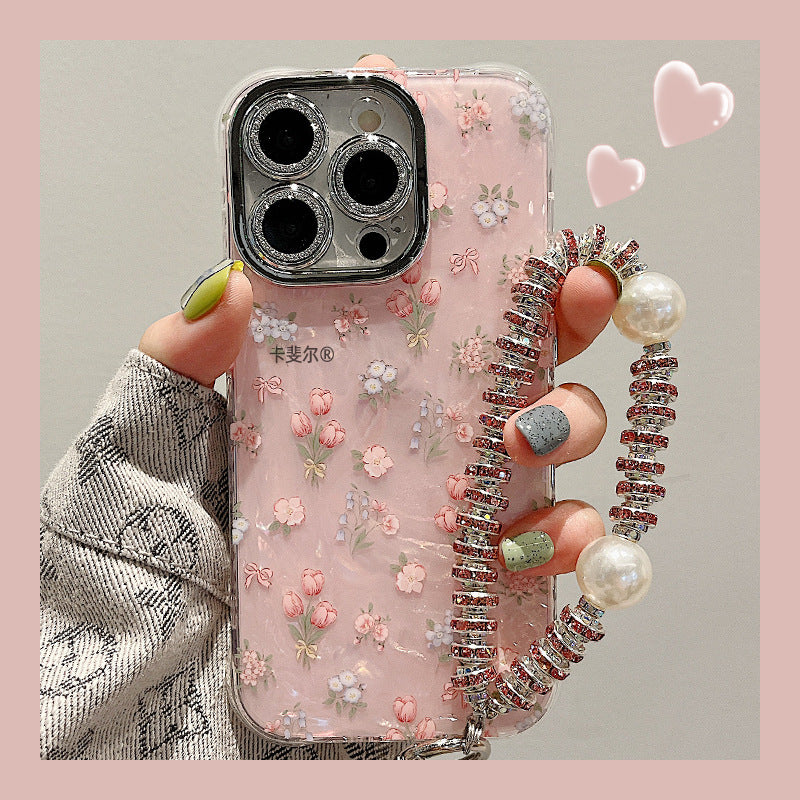 Accessories for summer fresh small floral shell pattern bracelet iphone15pro max mobile phone case Apple 14 new models