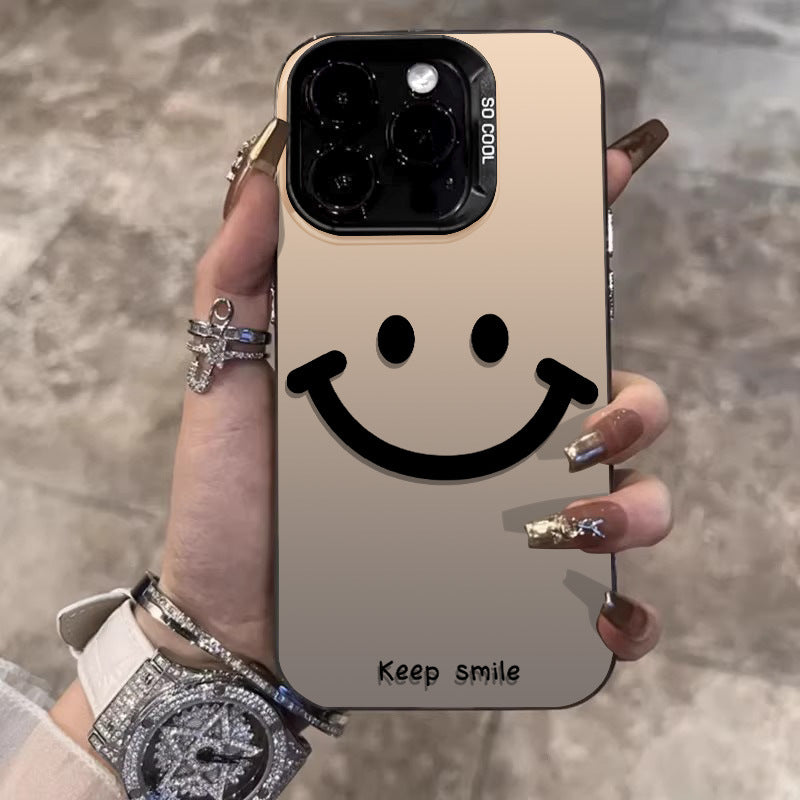 Accessories for Apple 15promax mobile phone case, matte red smiley face iPhone14pro protective case, fashionable and creative.