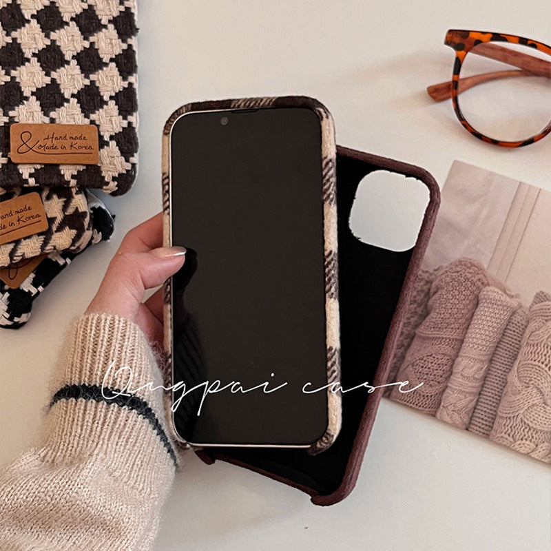 Accessories woolen brown for iPhone15 mobile phone case Apple 14 new 13 women's 12 Internet celebrities 11 trend 14promax