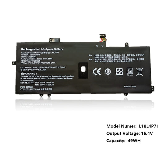 (Shipping fee not include)全新for For  Lenovo  L18L4P71 L18C4P71 L18M4P72  02DL006  battery