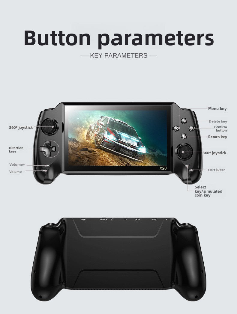 7" inch X20 IPS HD Dual joystick psp 4500mAh rechargable 2.4G Support wireless gamepad Linux games Handheld Game Player console GBA nostalgic retro NES game console FC