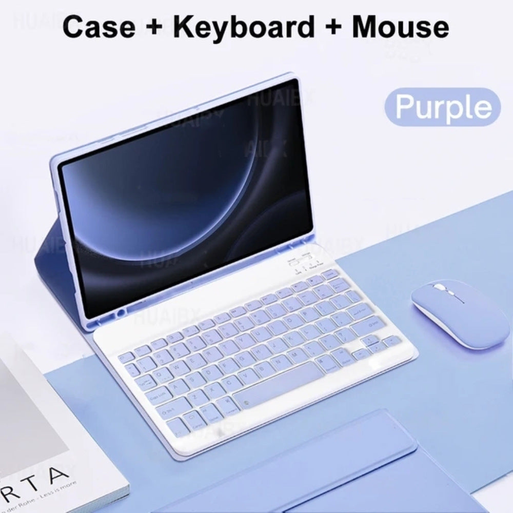 Suitable for Samsung Tablet A9 + Protective Case A8 with Pen Slot S7 Bluetooth Keyboard Miaokong S9FE Silicone Leather Case S8protective Accessories