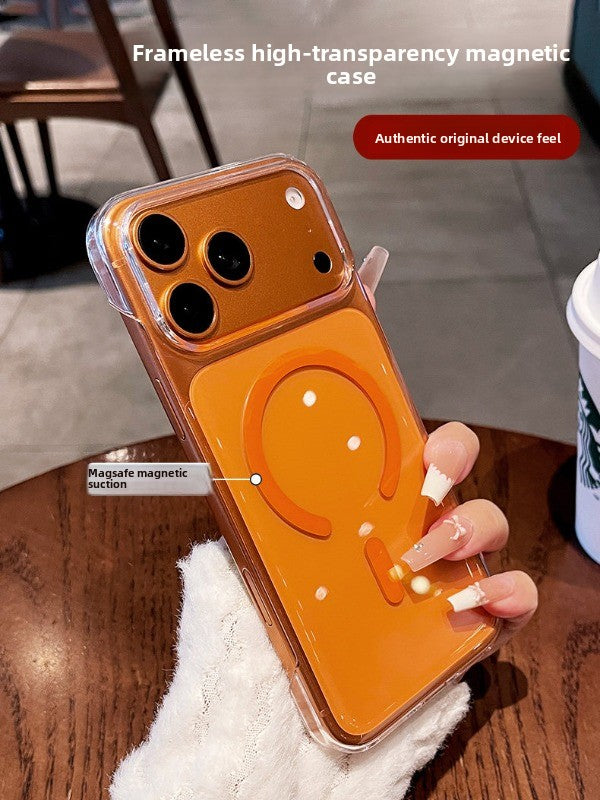 Frameless high magnetic permeability for iPhone 17promax mobile phone case New iPhone16magsafe strong magnetic adsorption Color magnetic attraction ring 15 Frameless transparent case Phone accessories