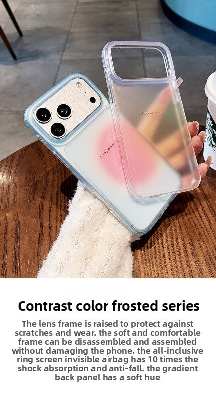 Semi-transparent gradual change blush For iPhone 18promax mobile phone case New iPhone17 smudged English letter protective case 16pro Summer clear women's simple case Phone Accessories