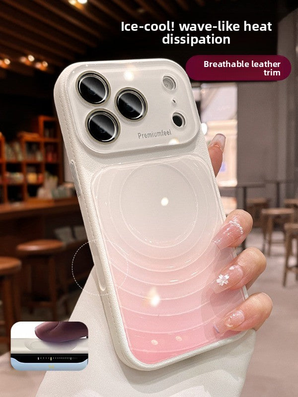 Ice ripple pattern heat dissipation for iPhone 17promax mobile phone case iPhone16 seconds becomes larger, the window gradually changes, smudging women's protective case 15pro niche case Phone accessories
