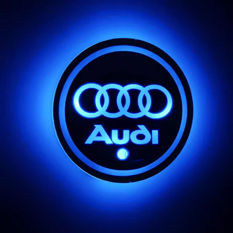 (Free shipping) Full brand Car LED light water coaster Colorful water coaster Car atmosphere light USB charging Non-slip mat