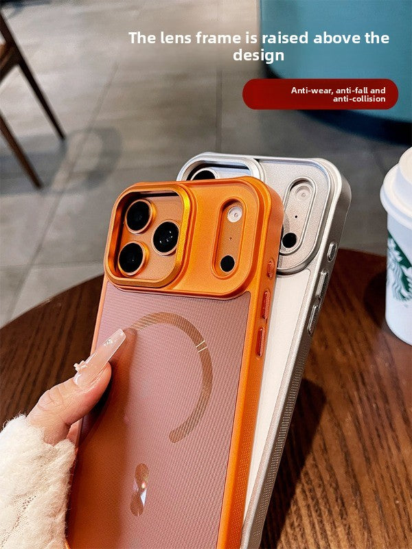 Frosted mesh Magnetic suction For iPhone 17promax mobile phone case New iPhone18Pro skin feel non-slip all-inclusive anti-drop 16Pro strong magnetic adsorption men's and women's shell Phone Accessories