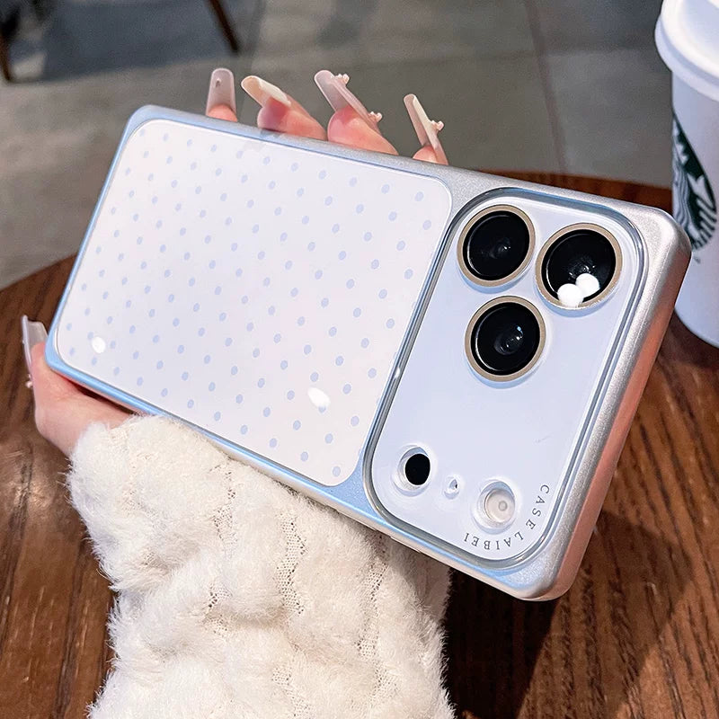 Square shell polka dot for iPhone 17promax mobile phone case The new iPhone16 seconds becomes larger Windows gradually change smudge women's case 15pro integrated lens film case Phone accessories