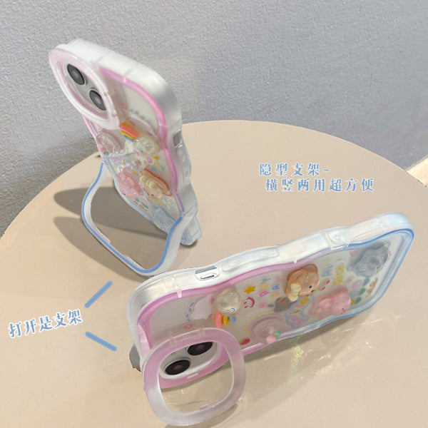 Accessories Cloud doll for Apple 14iPhone15Pro dual bracket new cute niche mobile phone case creative trend