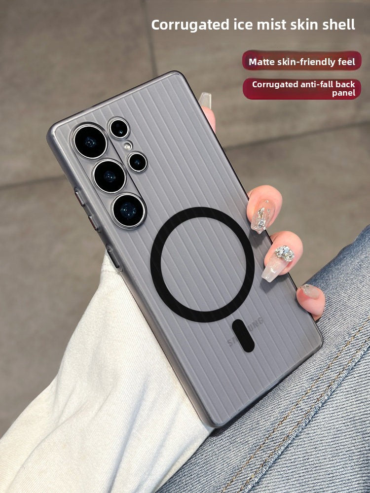 Geometric for samsung s26ultra mobile phone case corrugated magnetic suction s25 + protective case galaxy case s26 transparent matte samsung ultra-thin all-inclusive anti-drop premium women's Phone accessories