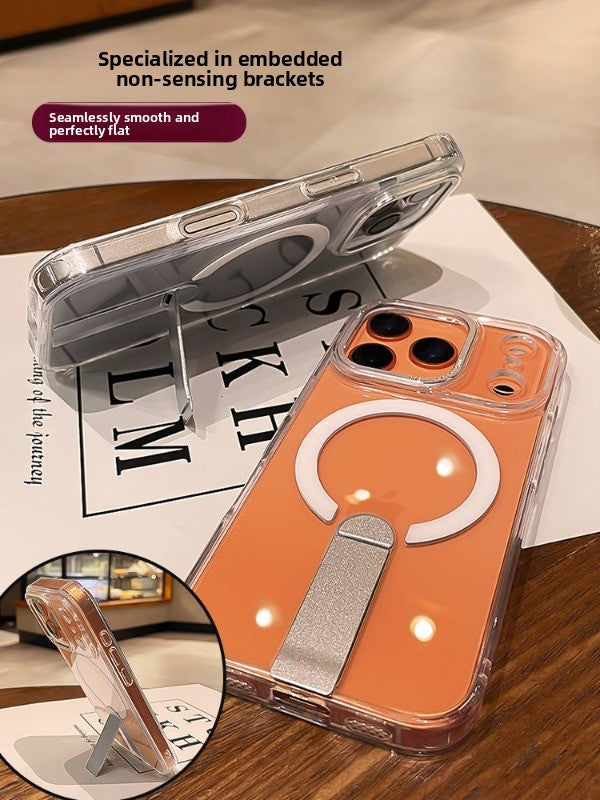 For iphone17promax mobile phone case women's iPhone 17pro new rotating bracket 15 transparent magnetic suction 14plus all-inclusive anti-drop 13 advanced 12p protective case ultra-thin Phone accessories