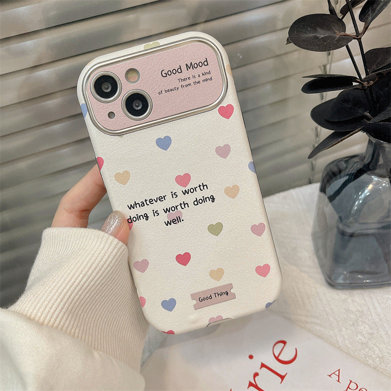 Accessories ins wind simple color love for apple 14 mobile phone case solid color iphone15promax girl heart new