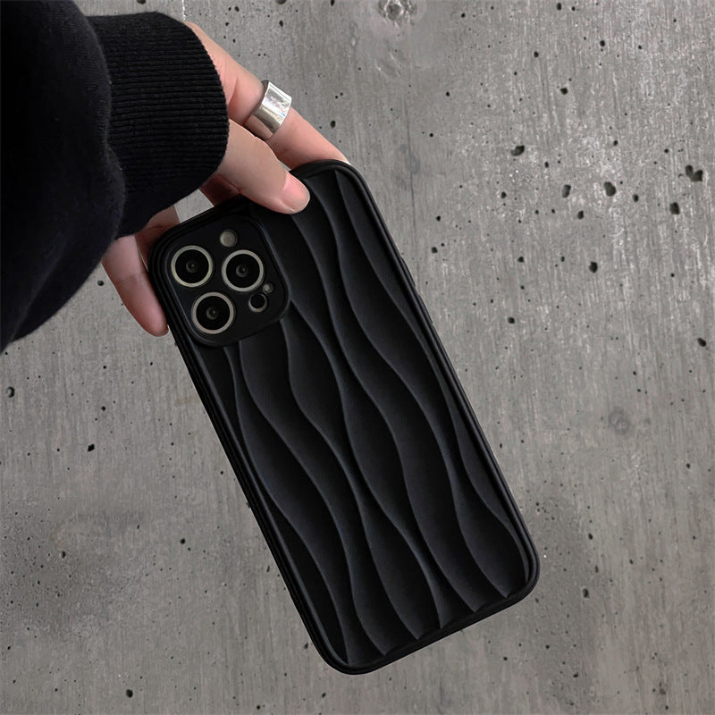 Accessories (Shipping fee not included) Premium matte matte black water ripple for iphone14Promax Apple 13/12/11 case for men and women