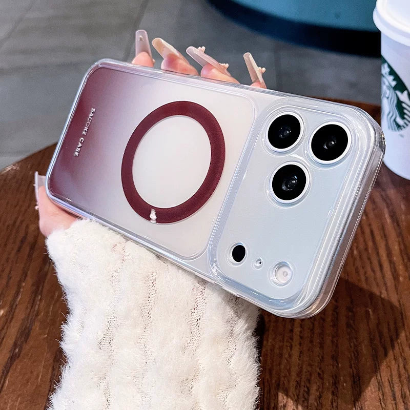 Macaron gradual change for iPhone 17promax mobile phone case new iPhone16 smudge gradual change magnetic attraction, protective case 15pro fine hole frame protective case Phone accessories