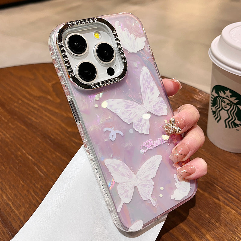 Accessories White butterfly is suitable for Apple 15promax mobile phone case, the new 2024 women's iPhone15 shell pattern 13pro.