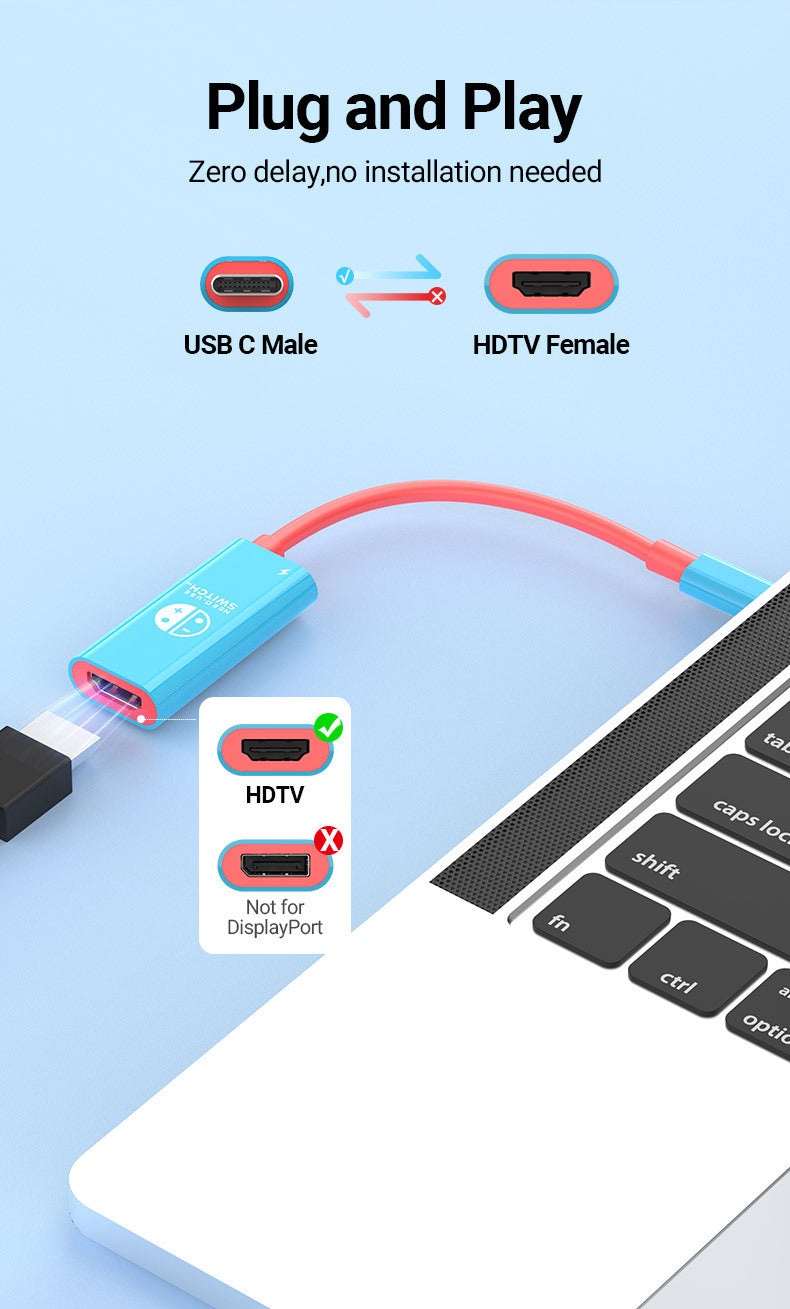 Switch converter type-c adapter cable mobile phone computer same screen cable 4k30hz video high definition screen cable