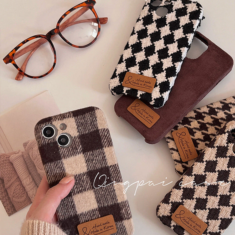 Accessories woolen brown for iPhone15 mobile phone case Apple 14 new 13 women's 12 Internet celebrities 11 trend 14promax