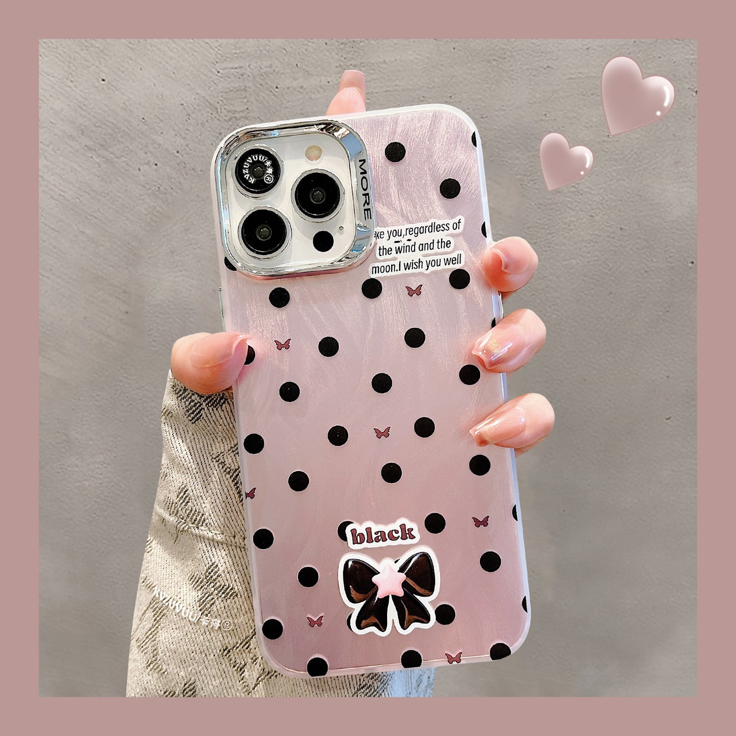 Accessories for Apple 14promax mobile phone case iphone15 feather yarn love polka dot 13 simple ins style 12 Internet celebrities