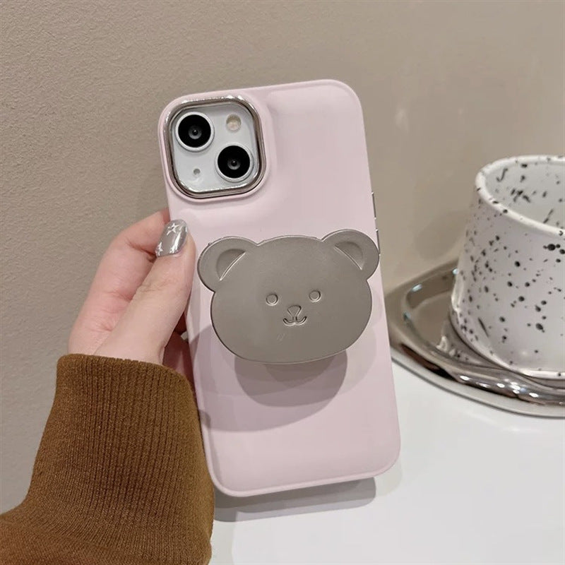 Accessories Cute pink metal bear holder for iphone14Promax iPhone 13 case 11 soft 12 girl