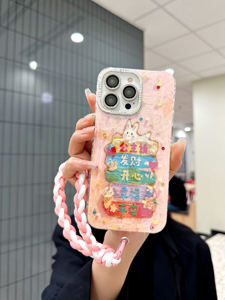 Accessories Princess please get rich Apply to Apple 15promax mobile phone case iPhone14 protective case 13 new cute