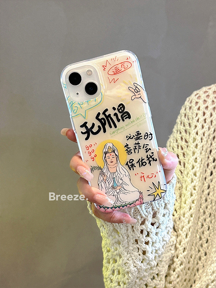 Accessories niche creative funny Guanyin Bodhisattva for iphone14/15pro max Apple 15 mobile phone case 13 new models