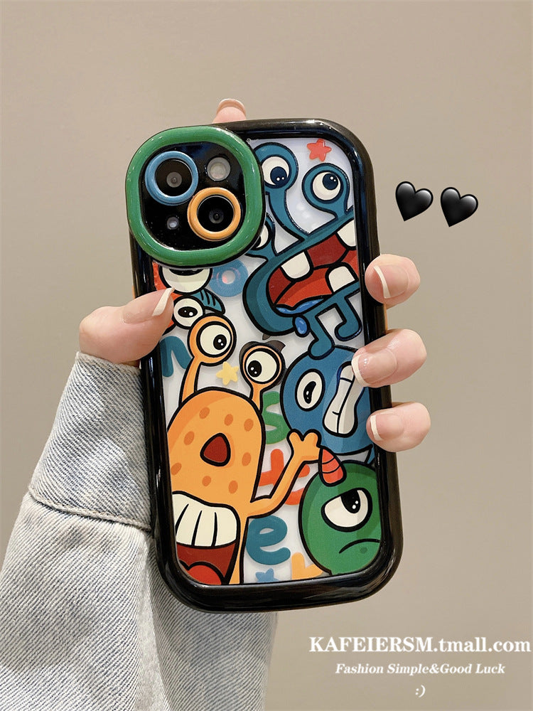 Accessories for iphone15promax mobile phone case Apple 13 fun cute little monster 13 pro cartoon new female